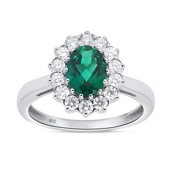 Éthique Sterling Silver 1/2 Carat T.W. Lab-Grown Diamond and Lab-Created Emerald Ring