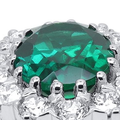 Éthique Sterling Silver 1/2 Carat T.W. Lab-Grown Diamond and Lab-Created Emerald Ring