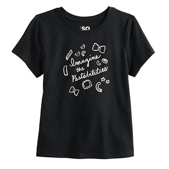 Girls 6-20 SO® Short Sleeve Graphic Baby Tee in Regular & Plus