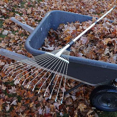 Kings County Tools Adjustable Garden & Leaf Rake with Collapsing Tines & Telescoping Handle