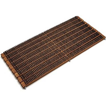 Kings County Tools Non-Slip Wooden Door Mat with Shoe-Cleaning Bristles