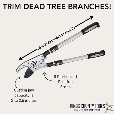 Kings County Tools Extendable Heavy Duty Anvil Loppers Tree Trimmer for Dry Wood