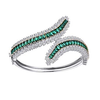 Sterling Silver Cubic Zirconia Wide Bangle Bracelet