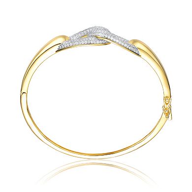 14k Gold over Sterling Silver Cubic Zirconia Entwined Double Raindrop Bangle Bracelet