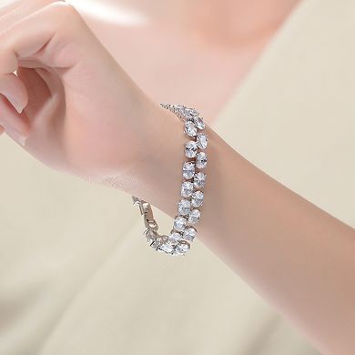 Sterling Silver Cubic Zirconia Wide Tennis Bracelet
