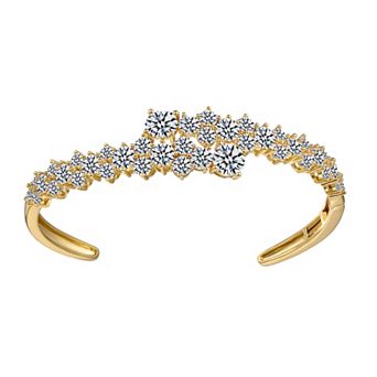 14k Gold over Sterling Silver Cubic Zirconia Bypass Bangle Bracelet