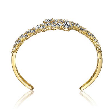 14k Gold over Sterling Silver Cubic Zirconia Bypass Bangle Bracelet