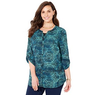 Catherines Women's Plus Size Breezeway Georgette Blouse