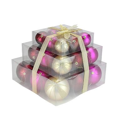 CMI 27-Piece Pink, Burgundy and Gold Shatterproof Matte Christmas Ball Ornaments