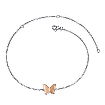 Sterling Silver Butterfly Charm Anklet