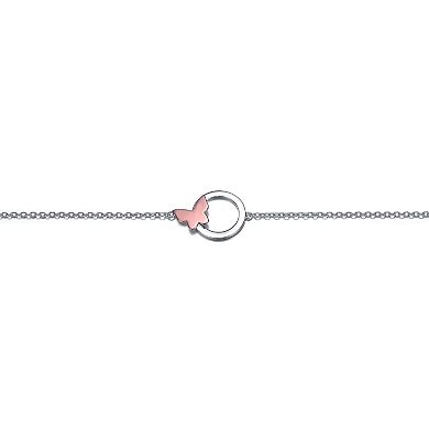 Sterling Silver Infinity Circle Butterfly Charm Anklet