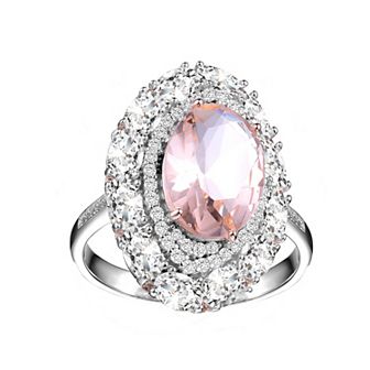 Sterling Silver Cubic Zirconia Halo Ring