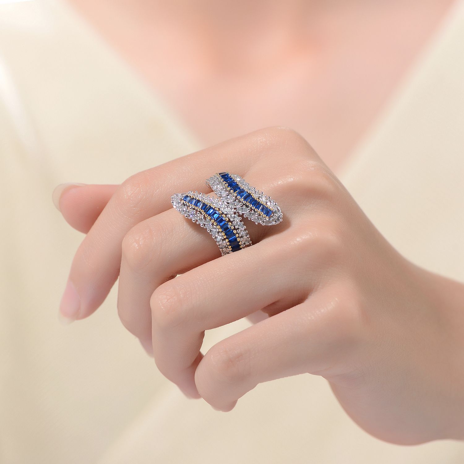 Morganite Simulant And White Cubic Zirconia 18K Rose Gold Over