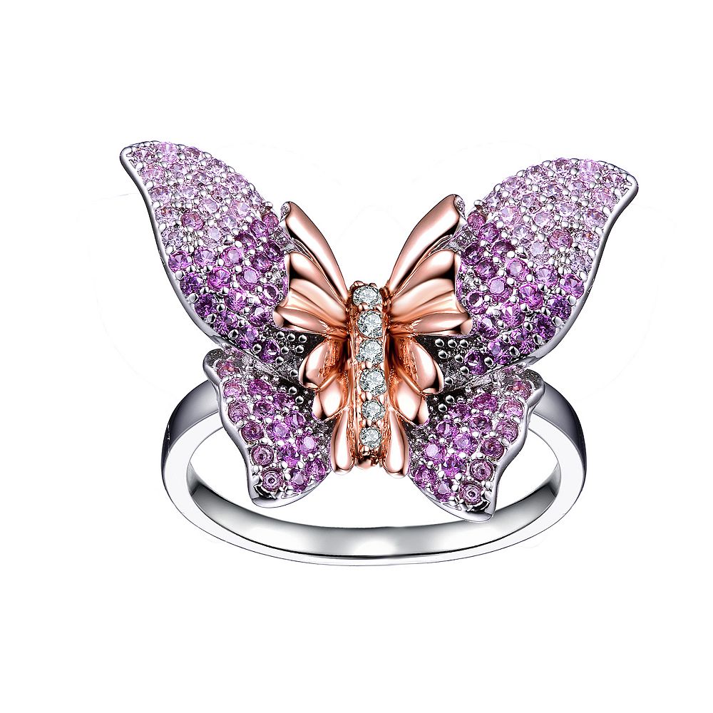 Sparkling Butterfly Adjustable Ring For Women - Cubic Zirconia Statement Jewelry Gift