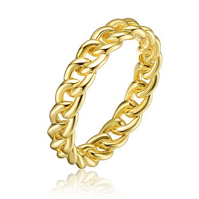 14k Gold over Sterling Silver Chain Band Ring