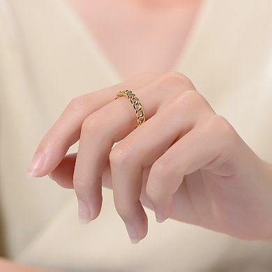 14k Gold over Sterling Silver Chain Band Ring
