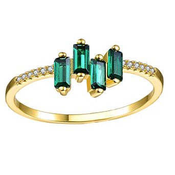 14k Gold over Sterling Silver Cubic Zirconia Modern Ring