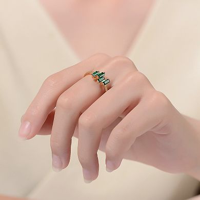 14k Gold over Sterling Silver Cubic Zirconia Modern Ring