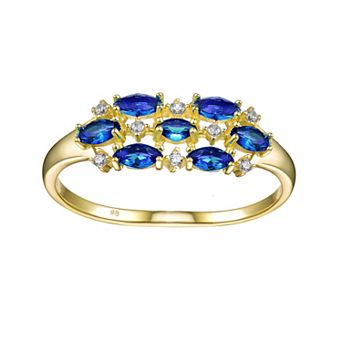 14k Gold over Sterling Silver Marquise and Round Cubic Zirconia Cocktail Ring
