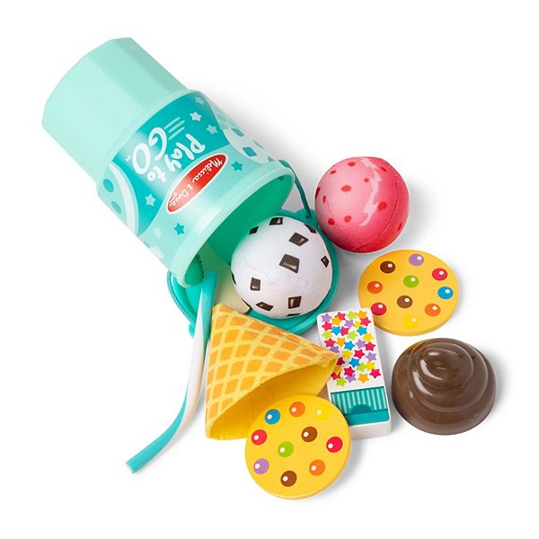 Melissa Doug Play to Go Ice Cream Play Food Travel Toy Set in Cup with Fidget Toy Lid