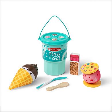 Melissa & Doug Play to Go Ice Cream Play Food Travel Toy Set in Cup with Fidget Toy Lid