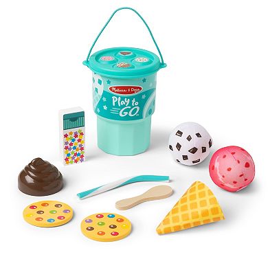 Melissa & Doug Play to Go Ice Cream Play Food Travel Toy Set in Cup with Fidget Toy Lid