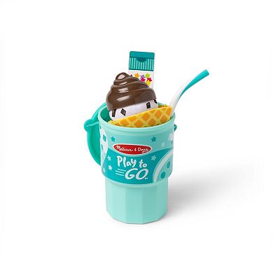 Melissa & Doug Play to Go Ice Cream Play Food Travel Toy Set in Cup with Fidget Toy Lid