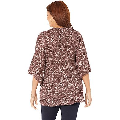 Catherines Women's Plus Size Bejeweled Pleated Blouse