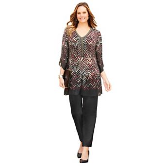 Catherines Women's Plus Size Bejeweled Pleated Blouse