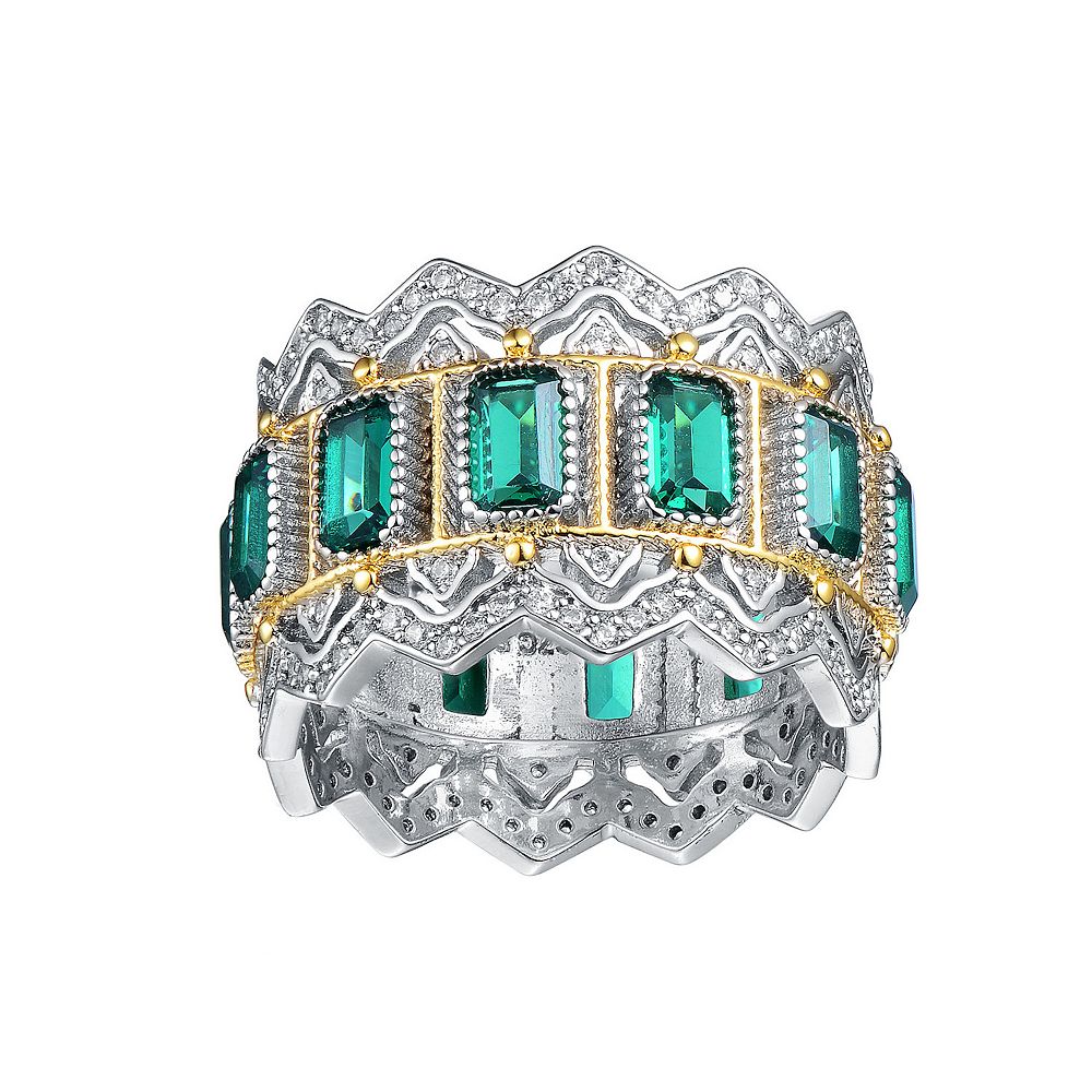 14k Gold over Sterling Silver Cubic Zirconia Cocktail Ring