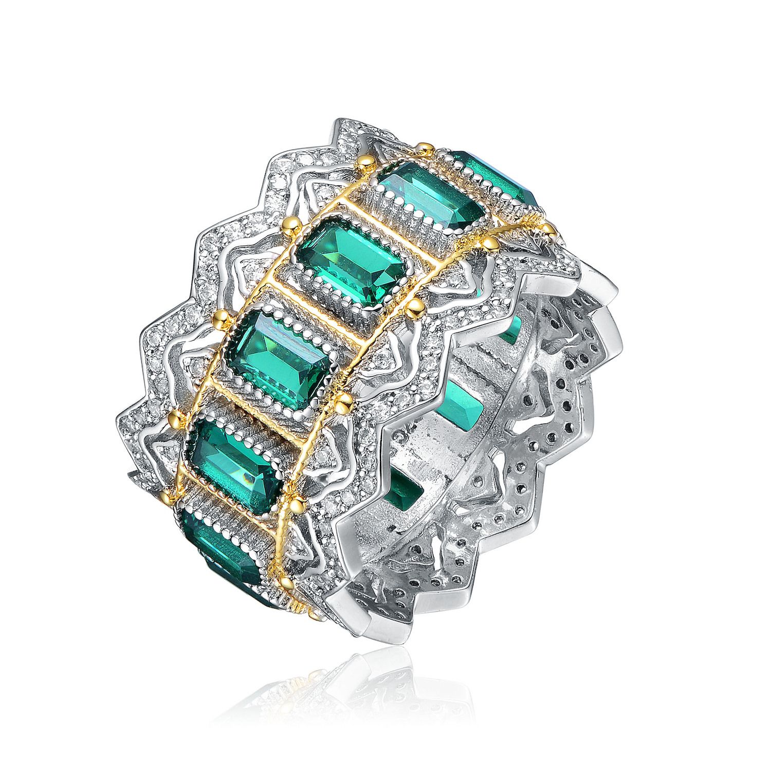1.87Ct Crystal 14k Gold Ion Plated Stainless Steel Cocktail