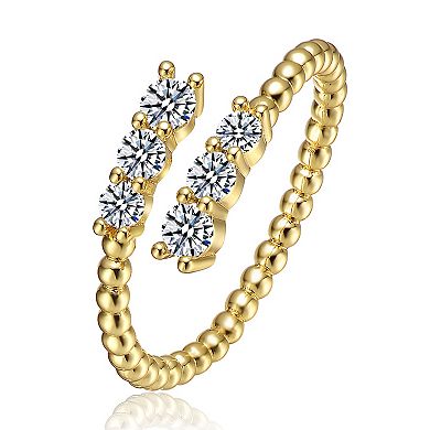 Sterling Silver Cubic Zirconia Coiled Bead Stacking Ring