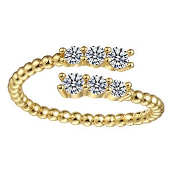 Sterling Silver Cubic Zirconia Coiled Bead Stacking Ring