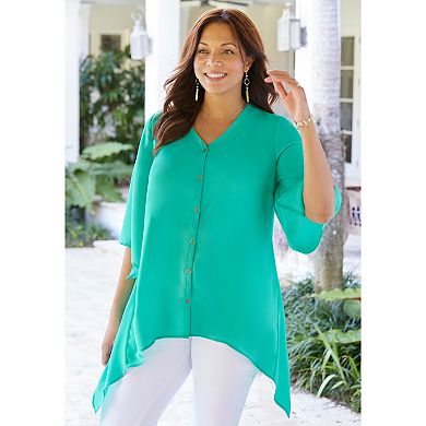 Catherines Women's Plus Size Fresh Angle Buttonfront Blouse