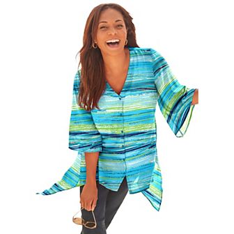 Catherines Women's Plus Size Fresh Angle Buttonfront Blouse
