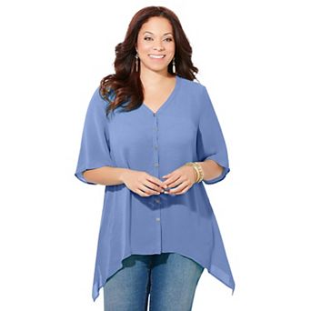 Catherines Women's Plus Size Fresh Angle Buttonfront Blouse