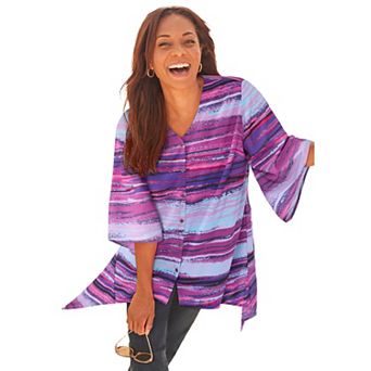 Catherines Women's Plus Size Fresh Angle Buttonfront Blouse