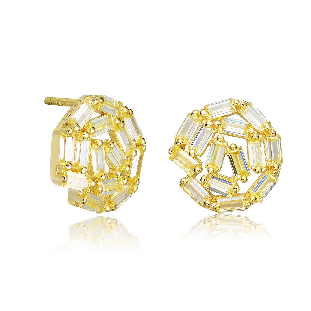 14K Gold Plated 925 Sterling Silver In & Out Baguette CZ Ring - 20mm Sparkling Statement Ring