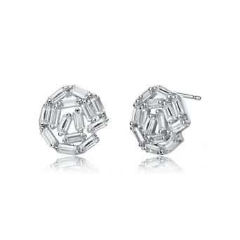 Sterling Silver Baguette Cubic Zirconia Bundle Stud Earrings