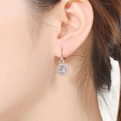 Sterling Silver Cubic Zirconia Antique Drop Huggie Hoop Earrings