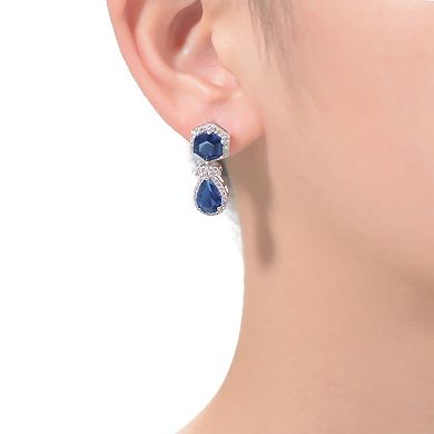 Sterling Silver Cubic Zirconia Vintage Formal Halo Dangle Earrings