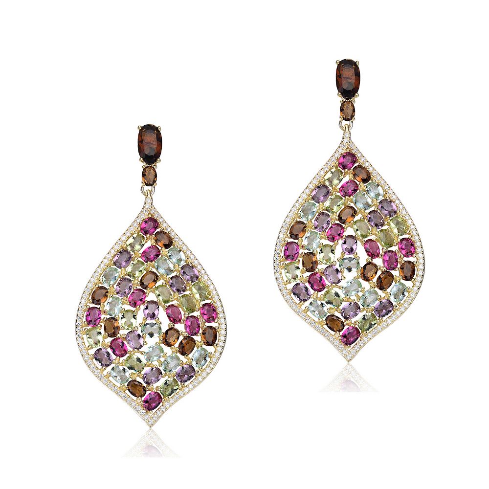 Vintage Gold Plated Purple Cubic Zirconia Drop Earrings