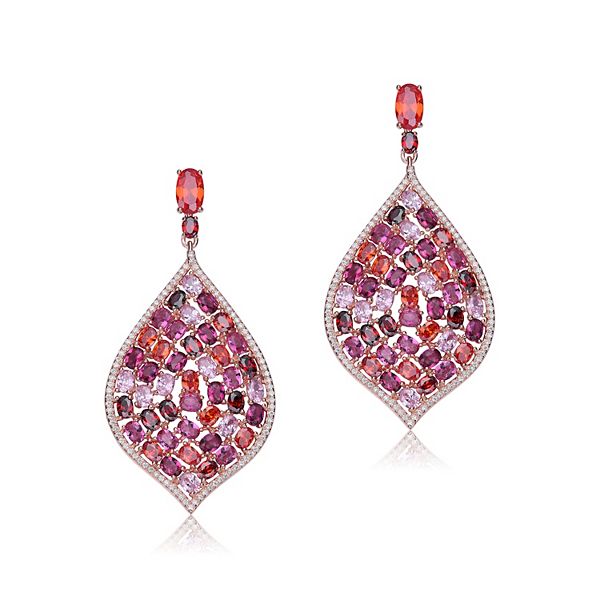 Kim Kardashian Inspired Gorgeous Antique Silver Clear Cubic Zirconium Teardrop Earrings E 5372 - Adam's Jewelers