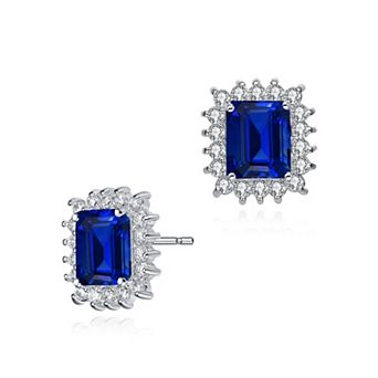 Sterling Silver Cubic Zirconia Halo Stud Earrings