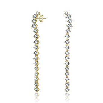 Sterling Silver Cubic Zirconia Waterfall Linear Dangle Earrings