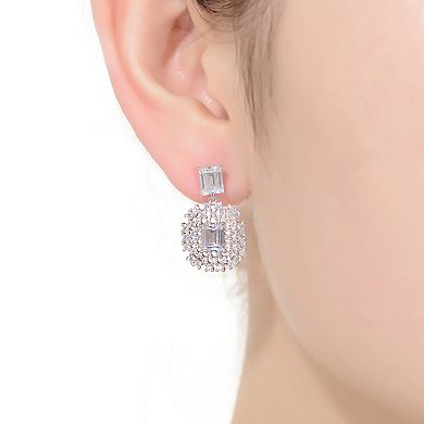 Sterling Silver Cubic Zirconia Lace Cluster Drop Earrings