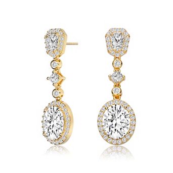 Sterling Silver Cubic Zirconia Accent Long Drop Earrings