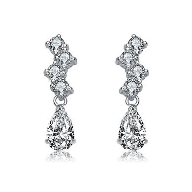 Sterling Silver Cubic Zirconia Zig Zag Drop Earrings