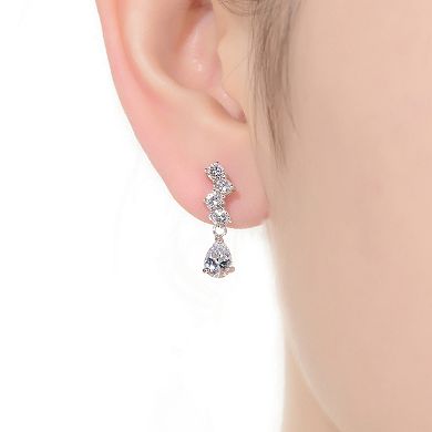Sterling Silver Cubic Zirconia Zig Zag Drop Earrings