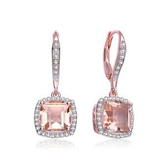 18k Rose Gold over Sterling Silver Cubic Zirconia Drop Earrings